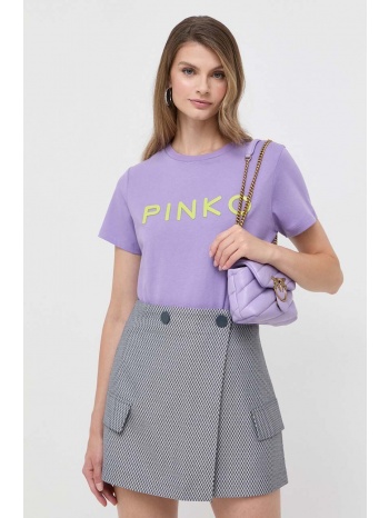 βαμβακερό μπλουζάκι pinko χρώμα μοβ 100% βαμβάκι