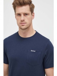 βαμβακερό μπλουζάκι barbour χρώμα: ναυτικό μπλε 100% βαμβάκι