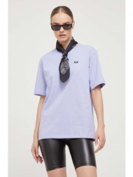 βαμβακερό μπλουζάκι vans χρώμα: μοβ 100% βαμβάκι