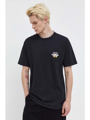 βαμβακερό μπλουζάκι vans χρώμα μαύρο 100% βαμβάκι