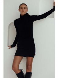 φόρεμα muuv. χρώμα: μαύρο 95% βαμβάκι, 5% σπαντέξ