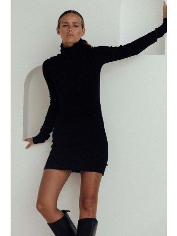 φόρεμα muuv. χρώμα μαύρο 95% βαμβάκι, 5% σπαντέξ