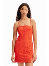 βαμβακερό φόρεμα desigual χρώμα: πορτοκαλί 100% βαμβάκι