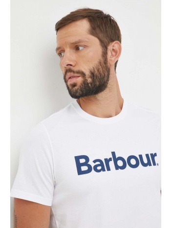 βαμβακερό μπλουζάκι barbour χρώμα άσπρο 100% βαμβάκι
