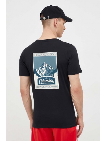 βαμβακερό μπλουζάκι columbia χρώμα μαύρο κύριο υλικό 100%