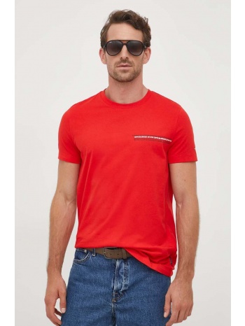 βαμβακερό μπλουζάκι tommy hilfiger χρώμα κόκκινο 100%