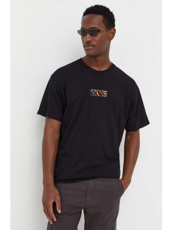βαμβακερό μπλουζάκι vans χρώμα μαύρο 100% βαμβάκι