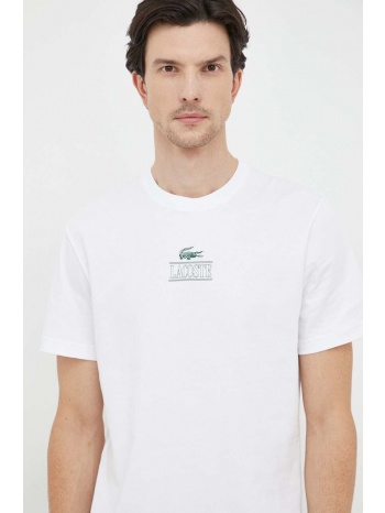 βαμβακερό μπλουζάκι lacoste χρώμα άσπρο 100% βαμβάκι