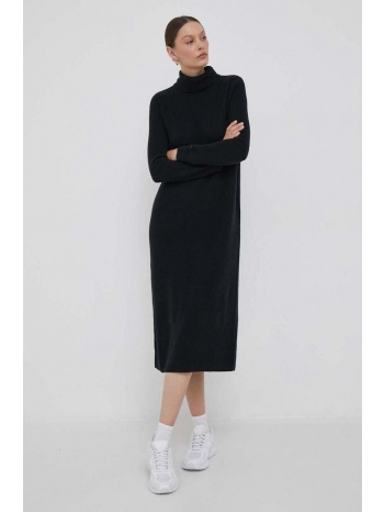 μάλλινο φόρεμα tommy hilfiger χρώμα μαύρο 90% μαλλί, 10%