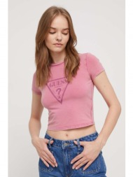 μπλουζάκι guess originals χρώμα: ροζ 95% βαμβάκι, 5% σπαντέξ