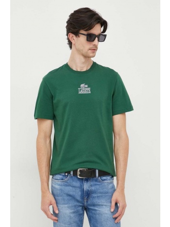 βαμβακερό μπλουζάκι lacoste χρώμα πράσινο 100% βαμβάκι