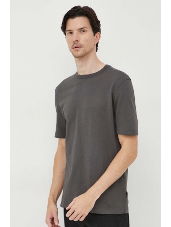 βαμβακερό μπλουζάκι sisley χρώμα γκρι 100% βαμβάκι