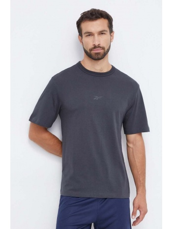 βαμβακερό μπλουζάκι reebok χρώμα γκρι 100% βαμβάκι