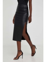 δερμάτινη φούστα answear lab χρώμα: μαύρο 100% φυσικό δέρμα