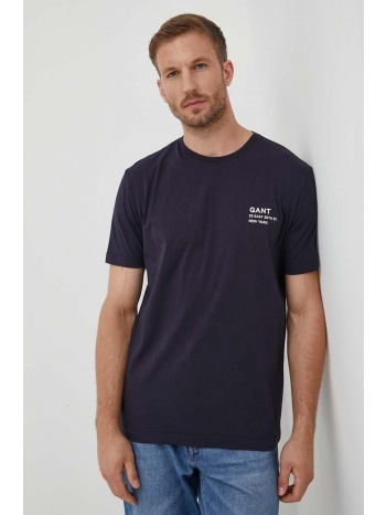 βαμβακερό μπλουζάκι gant χρώμα ναυτικό μπλε 100% βαμβάκι