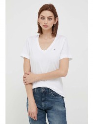 βαμβακερό μπλουζάκι gant χρώμα: άσπρο 100% βαμβάκι