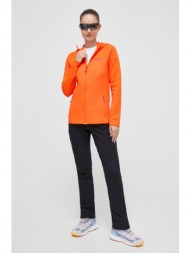 αθλητική μπλούζα jack wolfskin baiselberg χρώμα: πορτοκαλί, με κουκούλα υλικό 1: 95% πολυεστέρας, 5%
