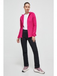 αθλητική μπλούζα jack wolfskin baiselberg χρώμα: ροζ, με κουκούλα υλικό 1: 95% πολυεστέρας, 5% σπαντ