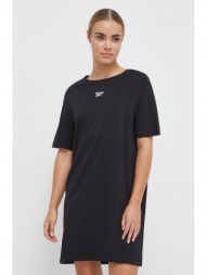βαμβακερό φόρεμα reebok χρώμα: μαύρο 100% βαμβάκι