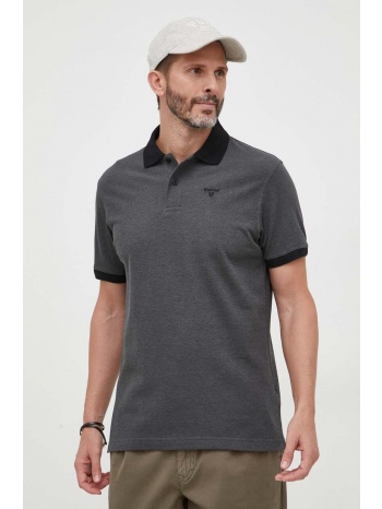 βαμβακερό μπλουζάκι πόλο barbour χρώμα μαύρο 100% βαμβάκι
