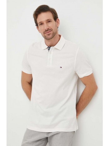 βαμβακερό μπλουζάκι πόλο tommy hilfiger χρώμα μπεζ 100%