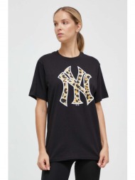βαμβακερό μπλουζάκι 47brand mlb new york yankees γυναικείο, χρώμα: μαύρο 100% βαμβάκι