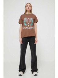 βαμβακερό μπλουζάκι on vacation γυναικεία, χρώμα: καφέ 100% οργανικό βαμβάκι
