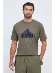βαμβακερό μπλουζάκι adidas ανδρικά, χρώμα: πράσινο 100% βαμβάκι