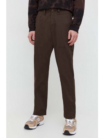 βαμβακερό παντελόνι abercrombie & fitch χρώμα καφέ 100%