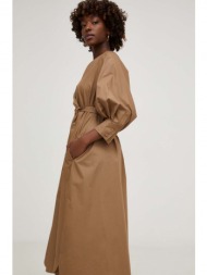 βαμβακερό φόρεμα answear lab χρώμα: μπεζ 100% βαμβάκι
