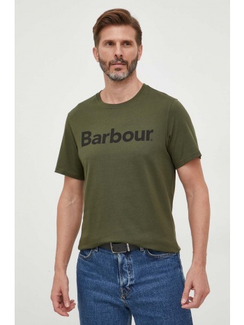 βαμβακερό μπλουζάκι barbour χρώμα πράσινο 100% βαμβάκι