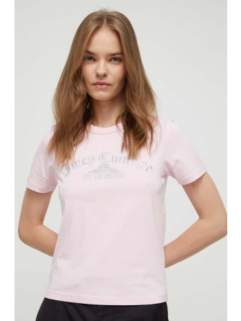 βαμβακερό μπλουζάκι juicy couture χρώμα ροζ 100% βαμβάκι