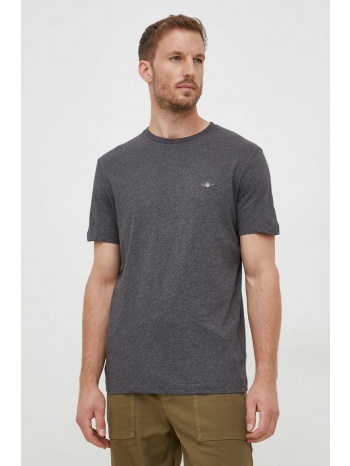 βαμβακερό μπλουζάκι gant χρώμα γκρι 100% βαμβάκι