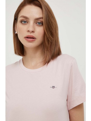 βαμβακερό μπλουζάκι gant χρώμα ροζ 100% βαμβάκι