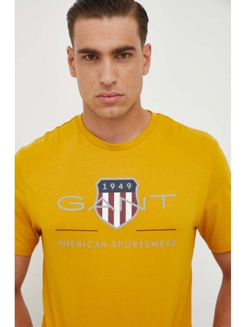 βαμβακερό μπλουζάκι gant χρώμα κίτρινο