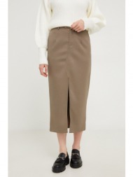 μάλλινη φούστα answear lab χρώμα: μπεζ 58% πολυαμίδη, 42% μαλλί