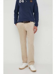 βαμβακερό παντελόνι calvin klein jeans χρώμα: μπεζ 100% βαμβάκι
