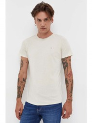 μπλουζάκι tommy jeans χρώμα: μπεζ 50% βαμβάκι, 50% πολυεστέρας