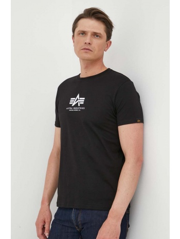 βαμβακερό μπλουζάκι alpha industries χρώμα μαύρο 100%