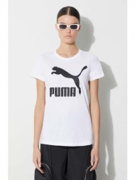 βαμβακερό μπλουζάκι puma classic logo tee χρώμα: άσπρο 100% βαμβάκι
