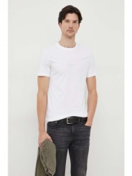 βαμβακερό μπλουζάκι guess χρώμα: άσπρο 50% βαμβάκι, 50% οργανικό βαμβάκι