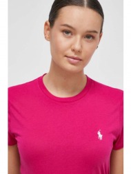 βαμβακερό μπλουζάκι polo ralph lauren χρώμα: ροζ