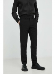 παντελόνι bruuns bazaar karlsus basic pants χρώμα: μαύρο 50% ανακυκλωμένος πολυεστέρας, 46% πολυεστέ