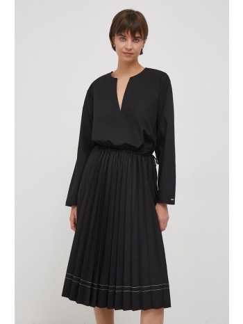 φόρεμα tommy hilfiger χρώμα μαύρο 65% πολυεστέρας, 35%