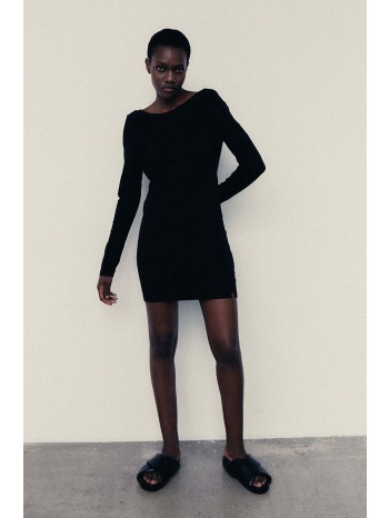 βαμβακερό φόρεμα muuv. χρώμα μαύρο 92% βαμβάκι, 8% σπαντέξ