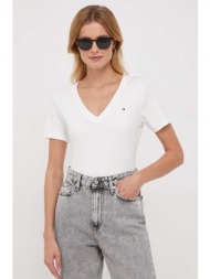 βαμβακερό μπλουζάκι tommy hilfiger γυναικεία, χρώμα: άσπρο 100% βαμβάκι