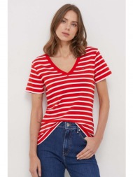 βαμβακερό μπλουζάκι tommy hilfiger γυναικεία, χρώμα: κόκκινο 100% βαμβάκι