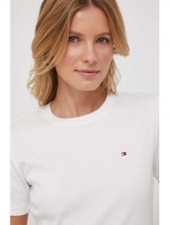 βαμβακερό μπλουζάκι tommy hilfiger γυναικεία, χρώμα: άσπρο 100% βαμβάκι