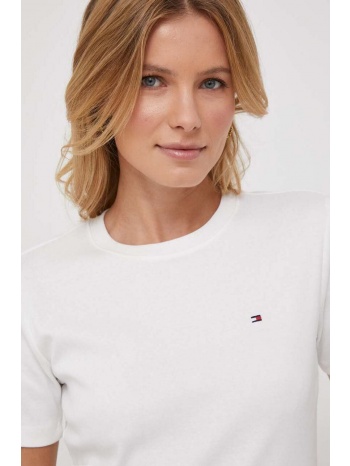 βαμβακερό μπλουζάκι tommy hilfiger γυναικεία, χρώμα άσπρο