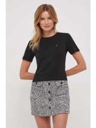 βαμβακερό μπλουζάκι tommy hilfiger γυναικεία, χρώμα: μαύρο 100% βαμβάκι